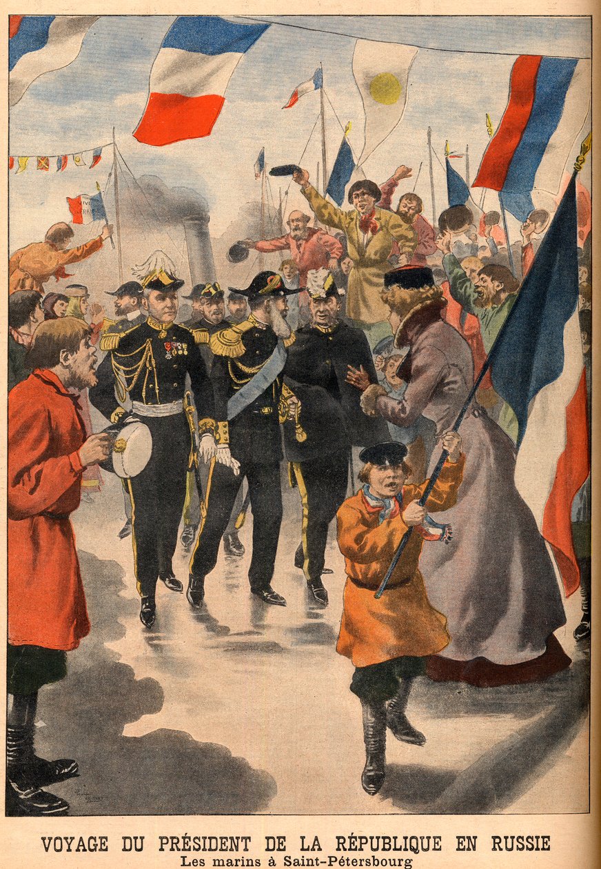Besøket til Frankrikes president Loubet i Russland - Reise til republikkens president Emile Loubet til Russland. Sjømennene i St. Petersburg. Le Petit Journal, 8. juni av French School