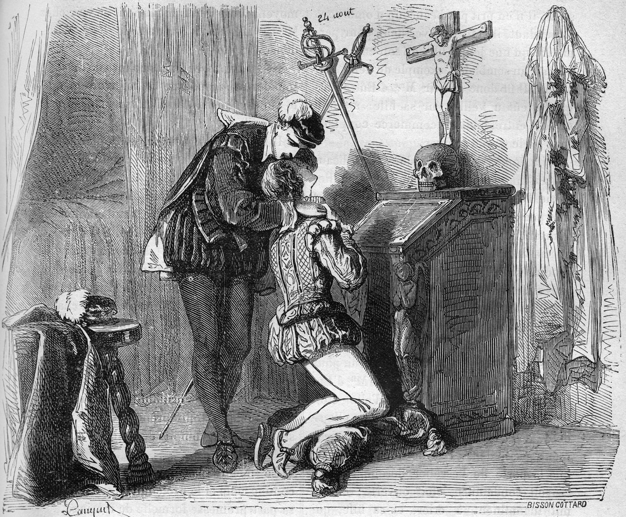 The young King Henry III (1574-1589) and one of his Mignon. Engraving in “The history of prostitution and debauche among all the peoples of the world from antiquity to the present day” by Dr. Th. -F. Debray. 1879. av French School