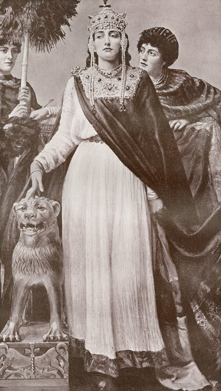 Theodora I, ca. 500 - 548. Keiserinne av det romerske bysantinske riket og kone til keiser Justinian I. Fra Harmsworth History of the World publisert 1908. av French School