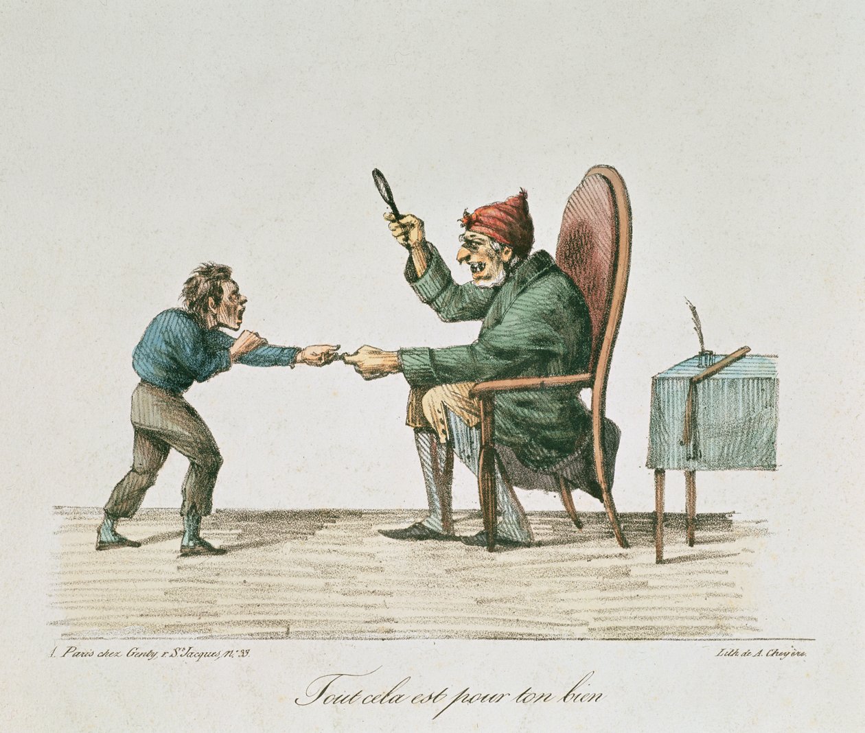 Dette er for ditt eget beste, illustrasjon for LEnfant av Jules Vallès av French School