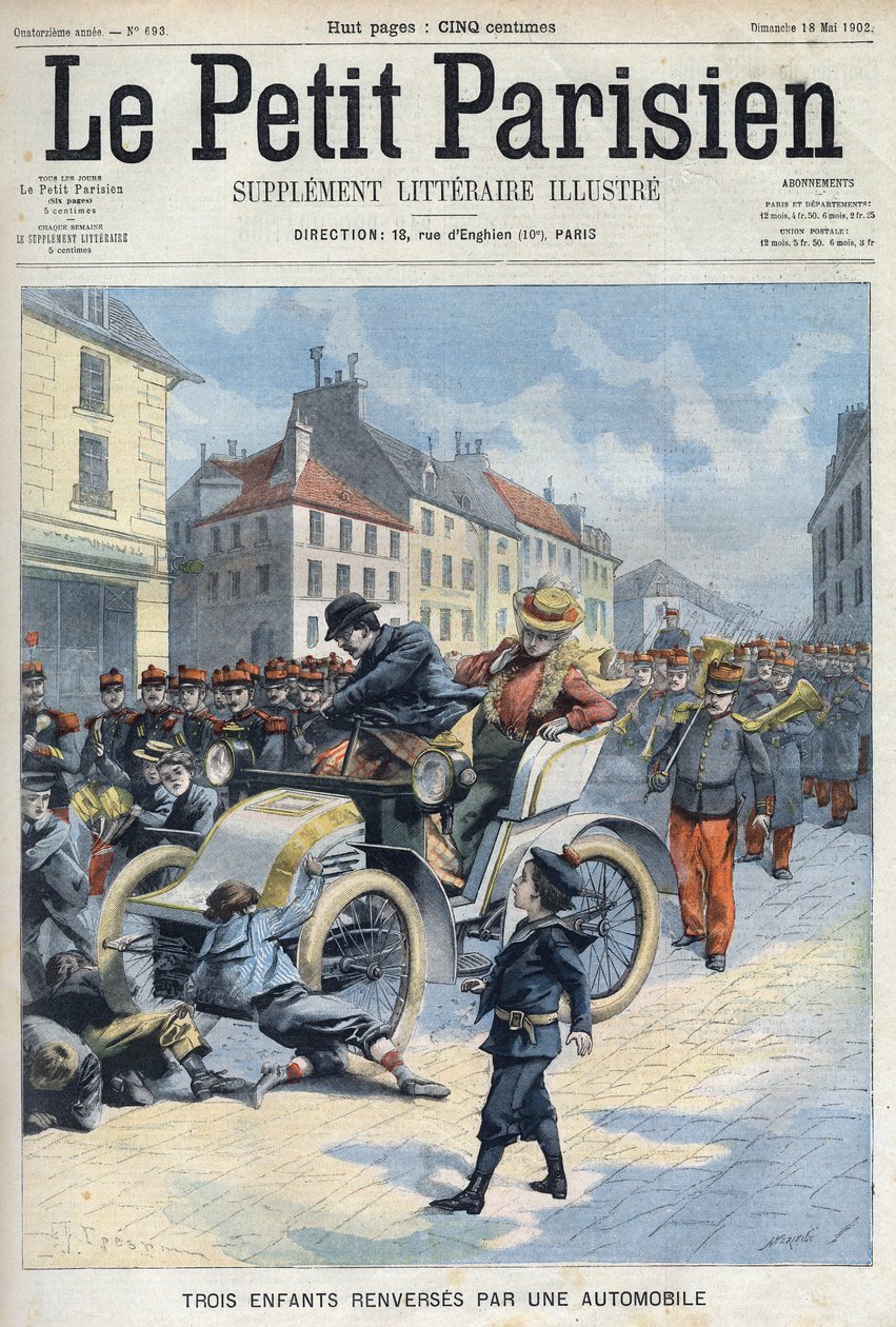 Three children overturned by a car, Boulevard de l