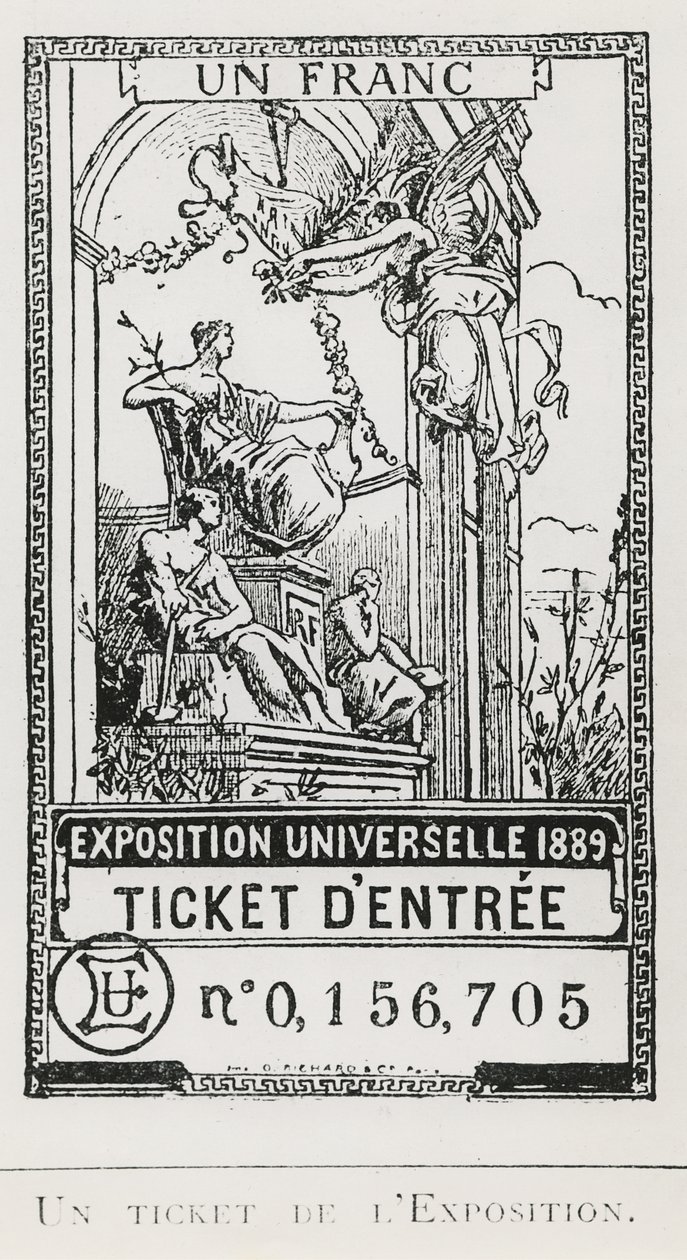 Inngangsbillett til Exposition Universelle i 1889 (litho) av French School