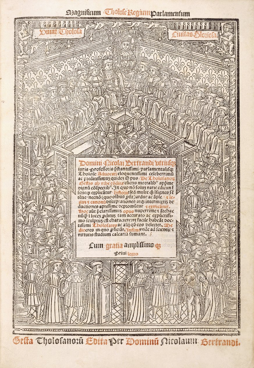 Tittelside som viser parlamentet i Toulouse, 1515 av French School