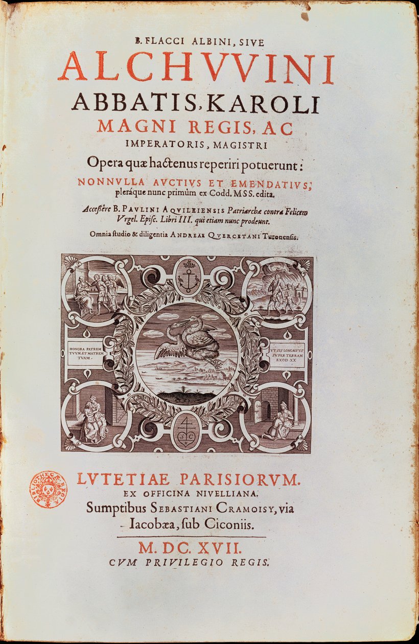 Tittelside fra abbed Charles the Great av Alcuin, utgitt i 1617 av French School