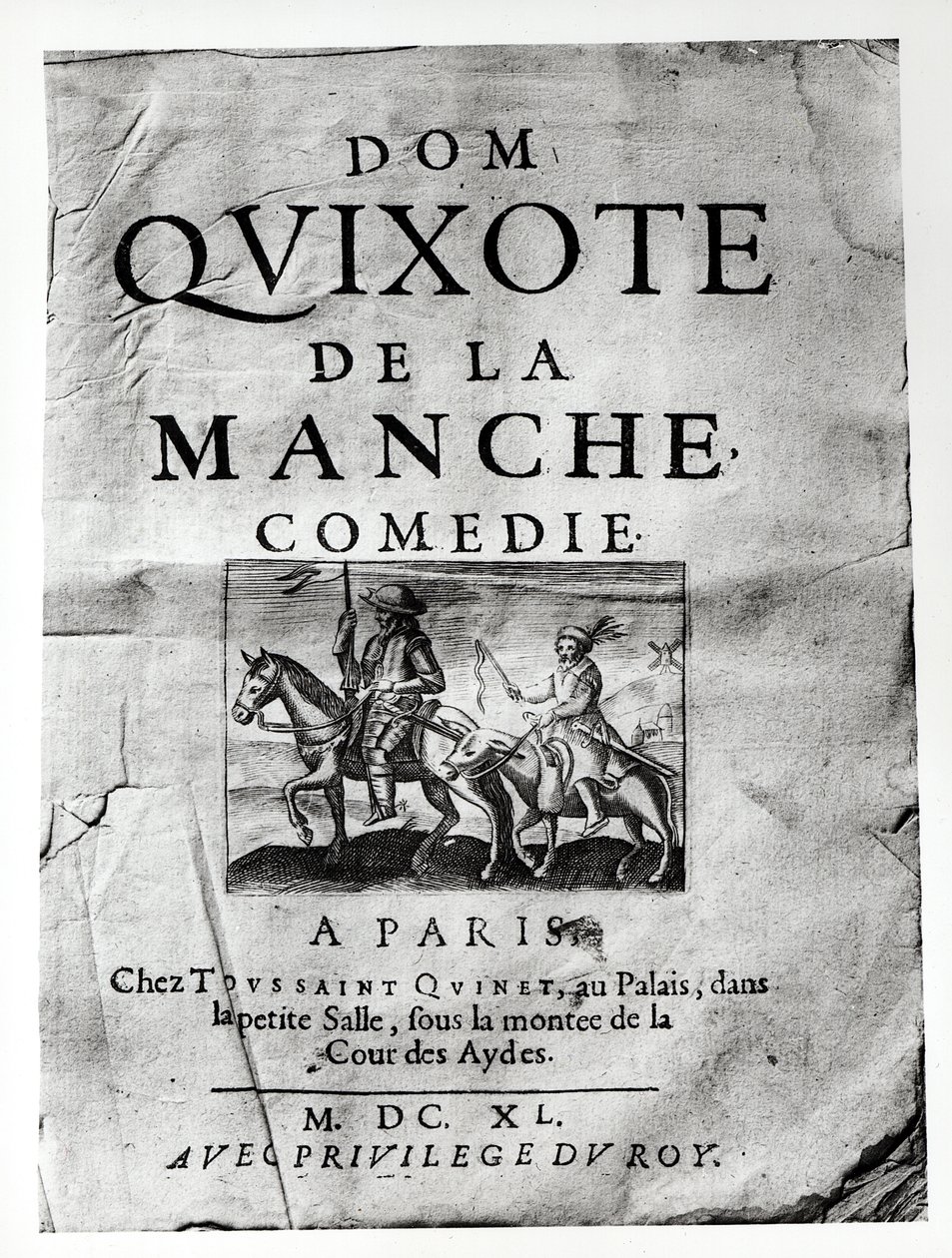 Tittelside fra Dom Quixote de La Manche Comedie av Guerin de Bouscal, 1640 av French School