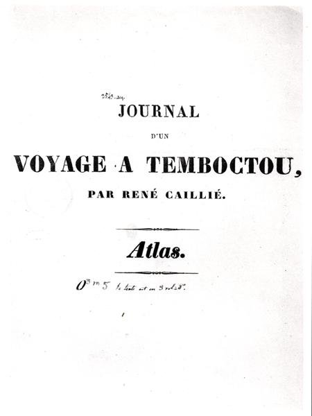 Tittelside til 'Dagbok for en tur til Timbuktu' av Rene Caillie (1799-1838) av French School