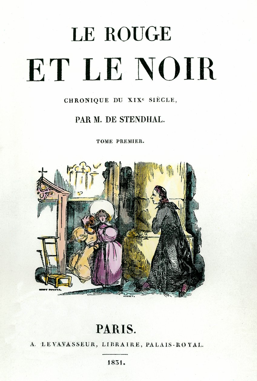 Tittelsiden til Stendhals bok (1783 - 1842) "Rød og svart" av French School
