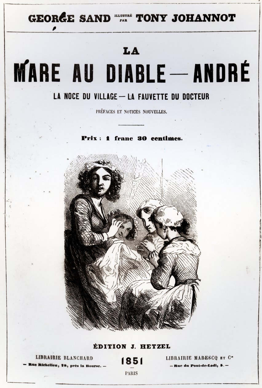 Tittelside til The Devils Pool av George Sand, illustrert av Tony Johannot, 1851 av French School