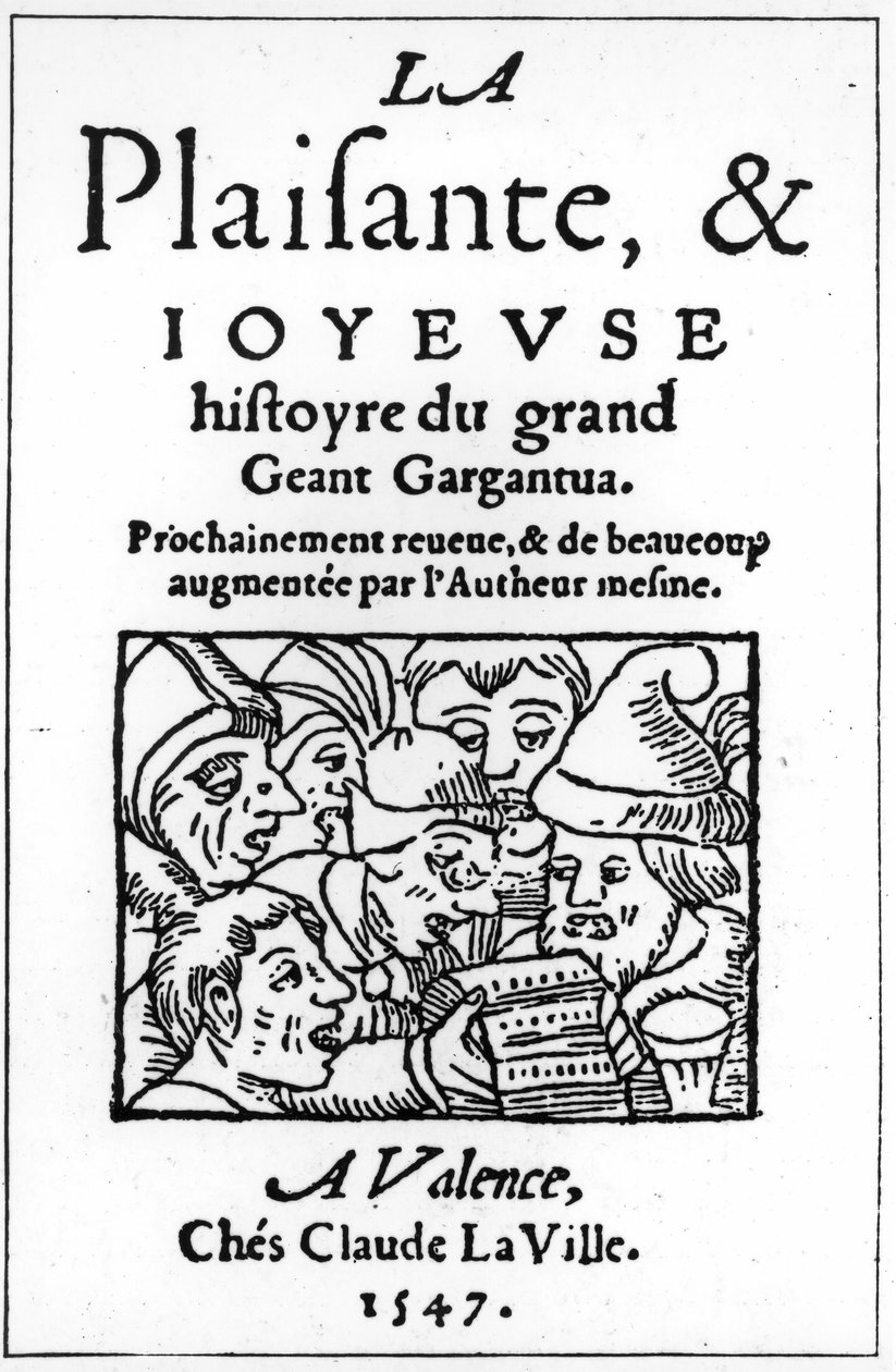 Tittelsiden til Gargantua av Francois Rabelais (1494-1553) 1547 (xylograf) av French School