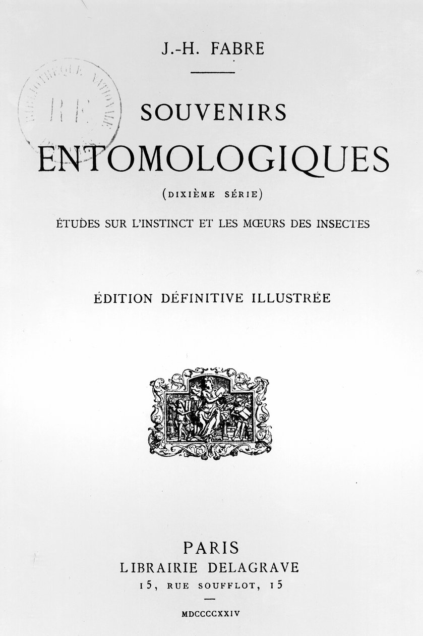 Tittelside til Souvenirs Entomologiques av Jean-Henri Fabre (1823-1915) utgitt i 1924 (trykk) av French School