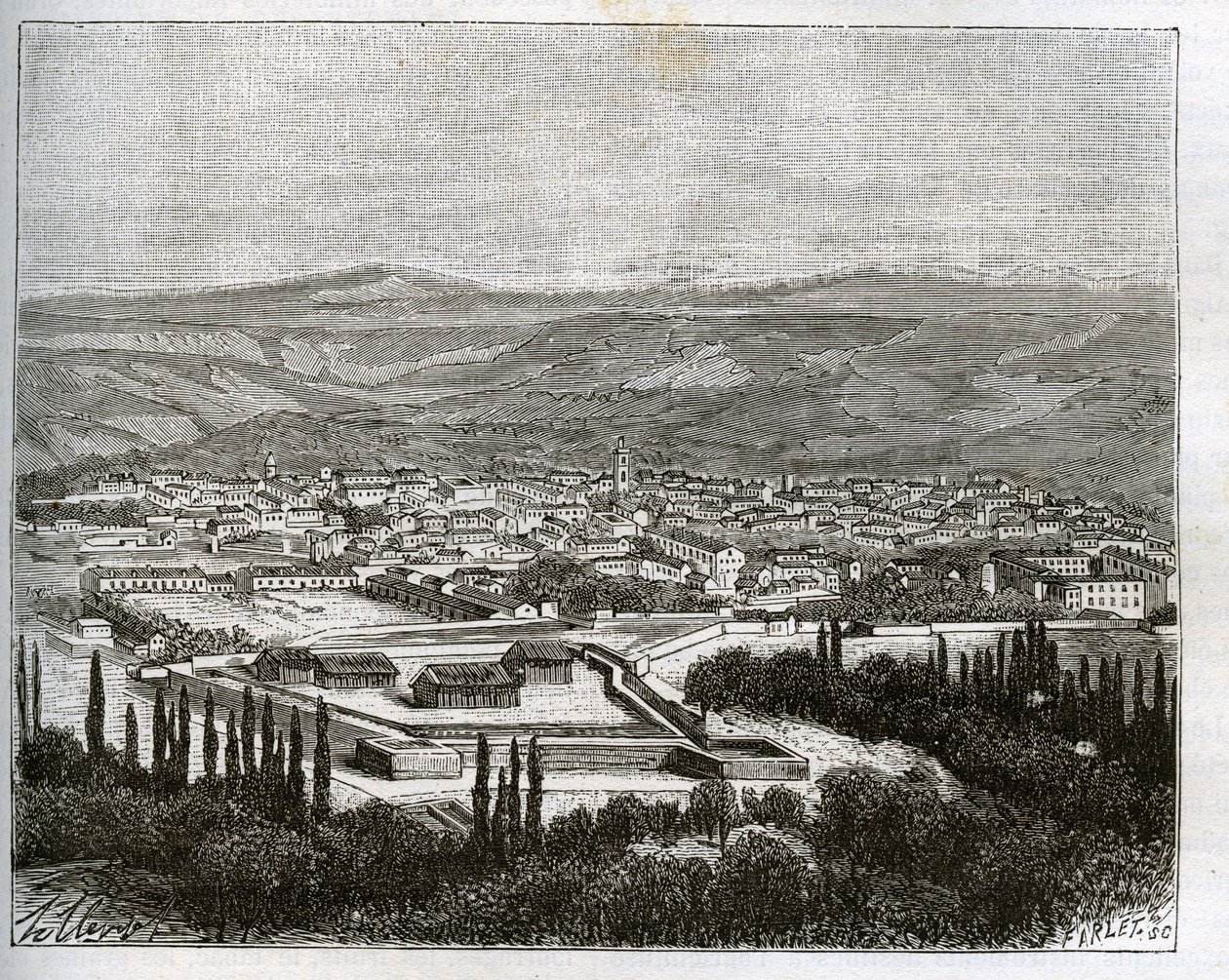 Tlemcen en agery på 1800-tallet - gravering i "La France illustrée: geografi, historie, statistisk administrasjon" av V.A. Malt-Brown. 1884 av French School