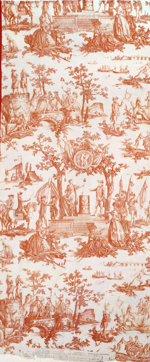 Toile de Jouy, illustrerer forbundsfestivalen 14. juli 1790 på Champs de Mars (bomullstrykk) av French School