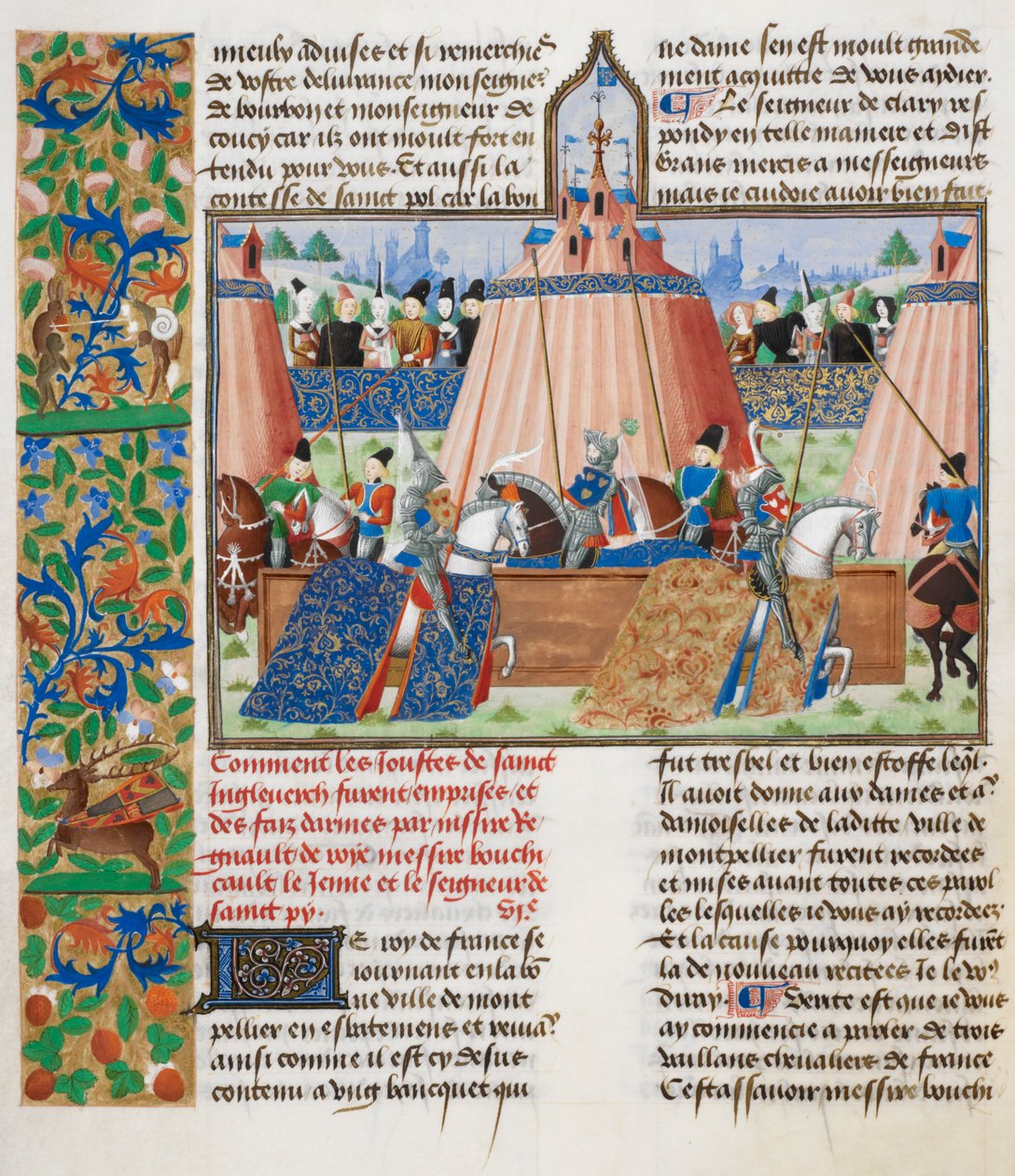 Turnering, fra Froissarts Chronicle, Vol. IV, slutten av 1400-tallet (vellum) av French School