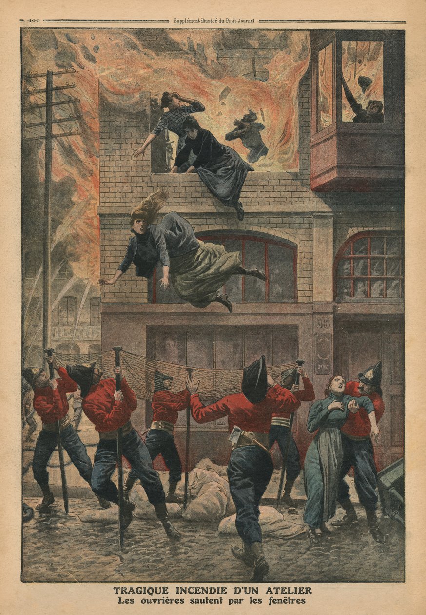 Tragisk brann i et verksted i Newark, New Jersey, illustrasjon fra 