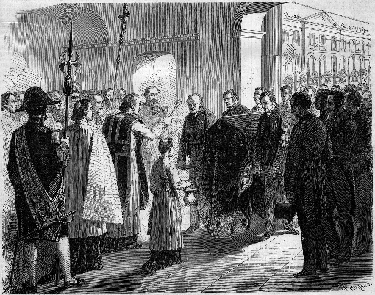 Overføring av asken til Joseph Bonaparte (1768–1844), konge av Napoli, da av Spania og bror til Napoleon I, til Invalides-kirken, Paris av French School