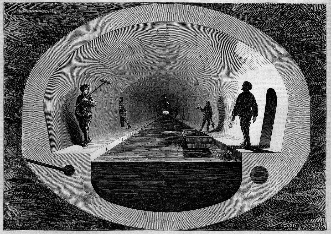 Transformations of Paris under the Second Empire, Haussmann Paris. Construction of the Sewer Sewer av French School