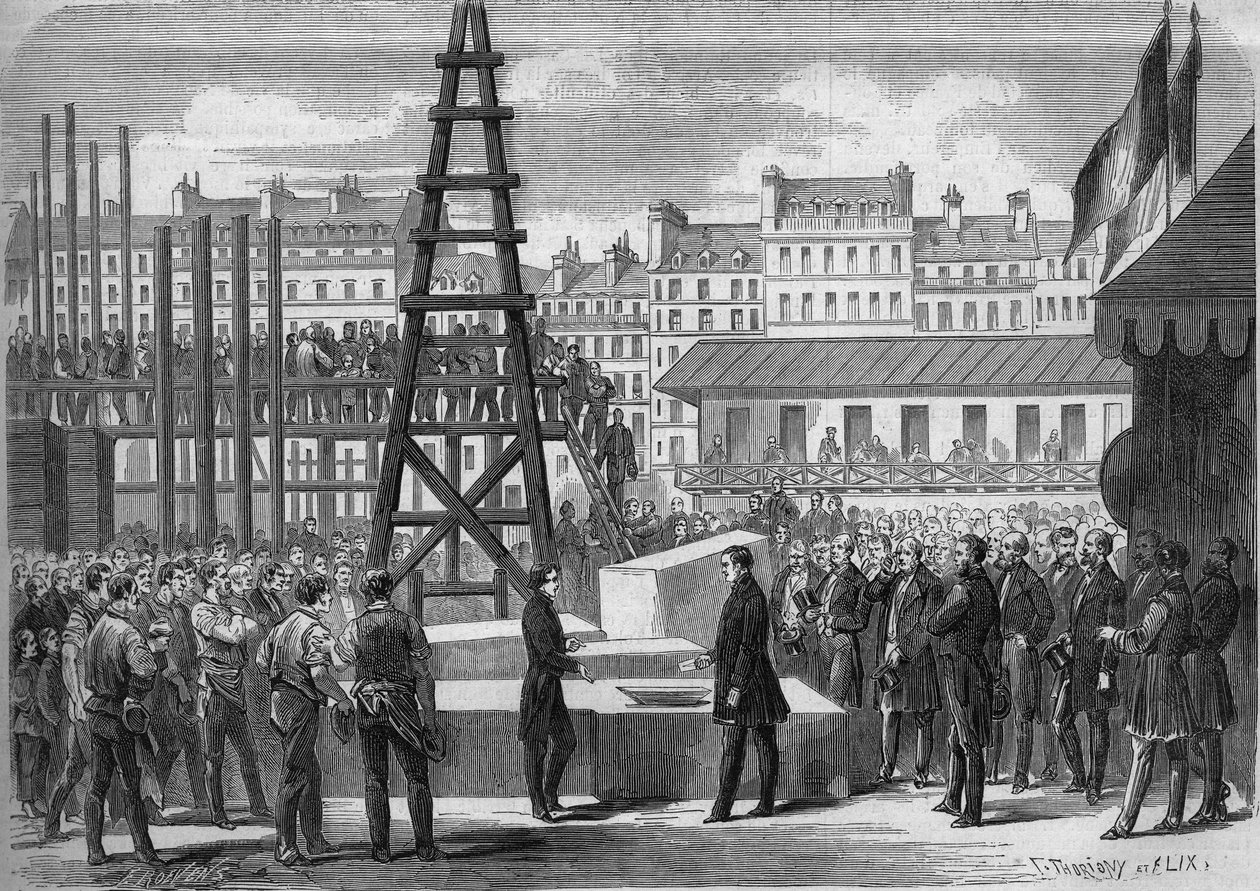 Transformations of Paris under the Second Empire, Haussmann Paris: installation of the premiere of the Opera Garnier by the Minister of State Joseph Alexandre Colonna (1810-1868), Count Walewski, in the presence of the architect Charles Garnier (1825-1898) av French School