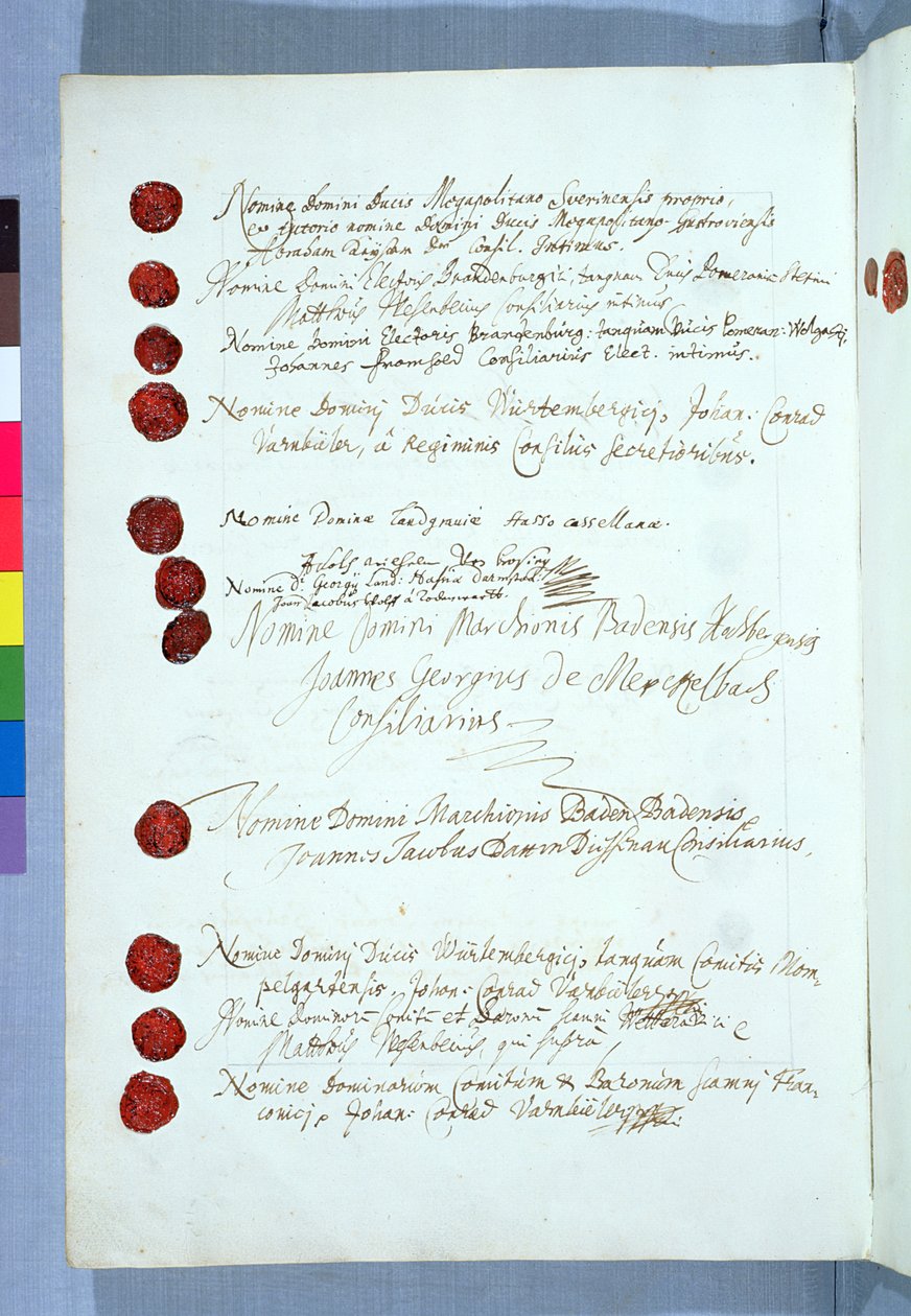 Westfalen-traktaten, undertegnet i Munster 24. oktober 1648 (se 212750) av French School