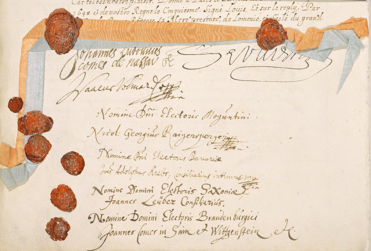 Westfalen-traktaten, undertegnet i Munster 24. oktober 1648 (se 212750) av French School