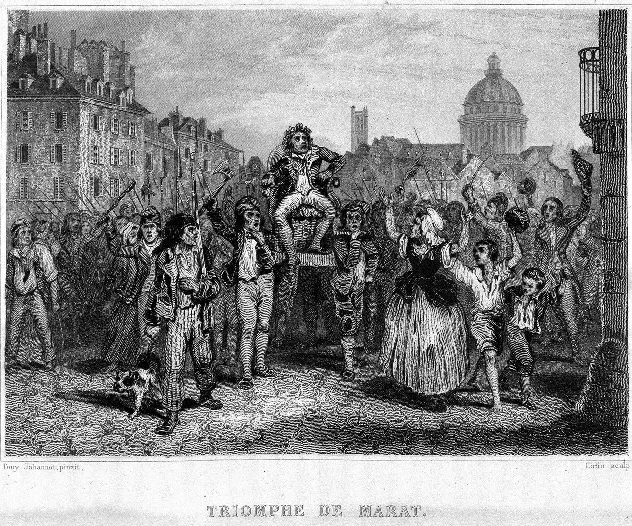 Triumph of Marat - i "" Revolution francaise"" av Thiers. 1800-tallet av French School