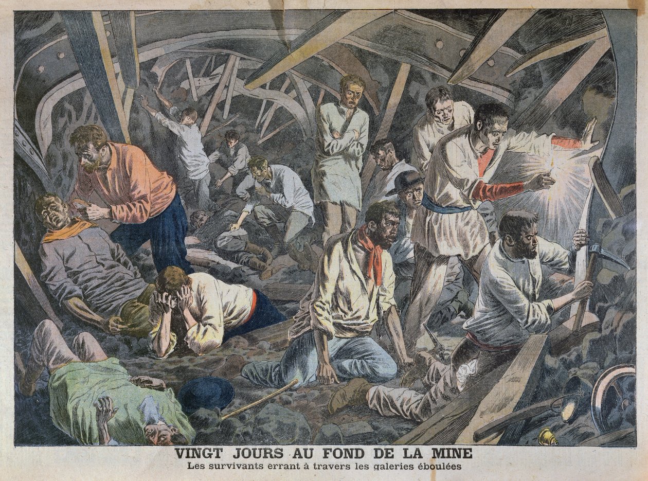 Twenty Days at the Bottom of the Mine, fra Le Petit Journal, april 1906 av French School
