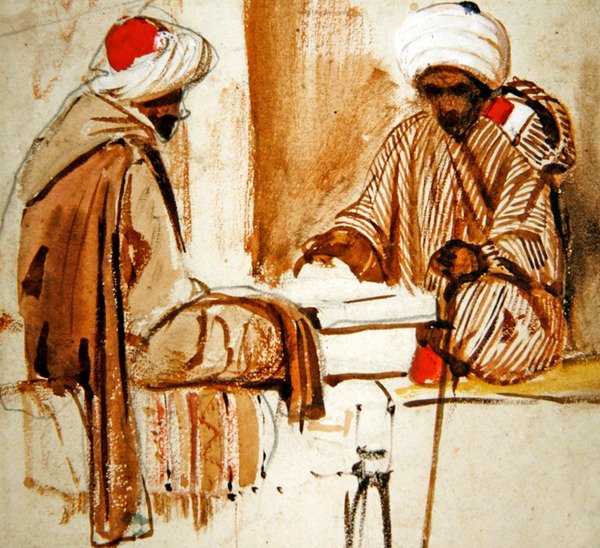 To arabere som spiller backgammon av French School