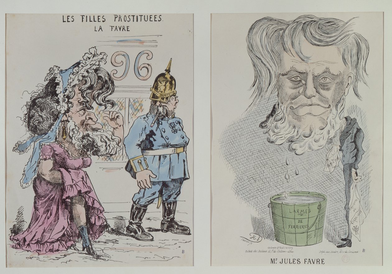To karikaturer av Jules Favre (1809-80) 1870-71 av French School