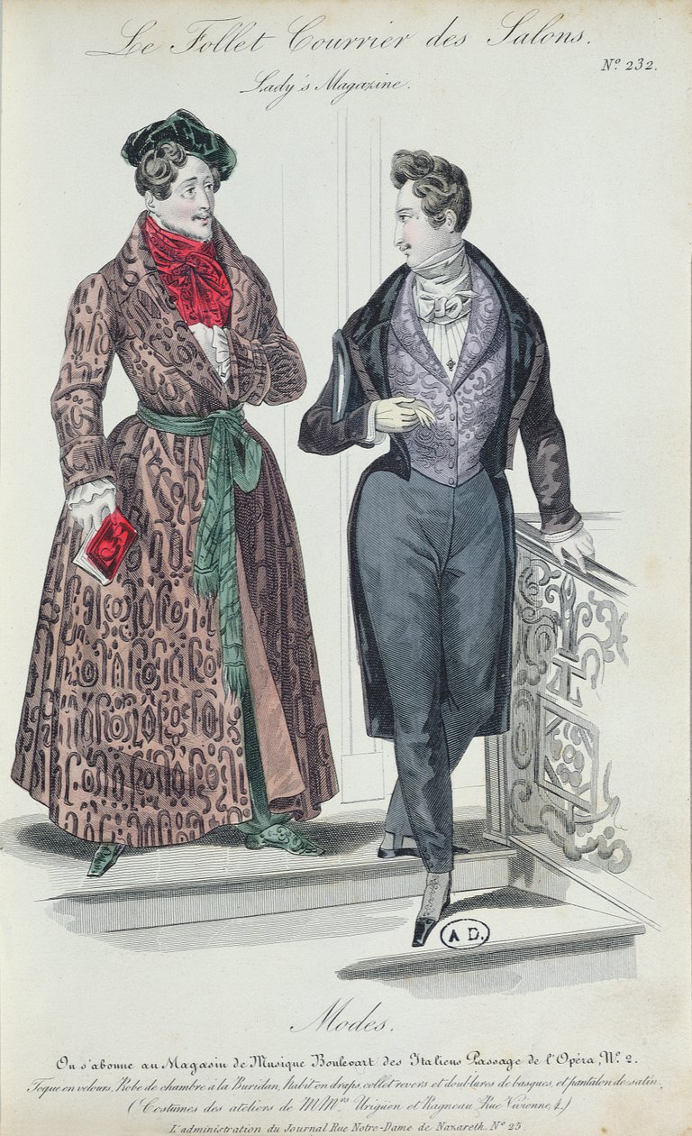 To elegante unge menn, 1835 (fargegravering) av French School