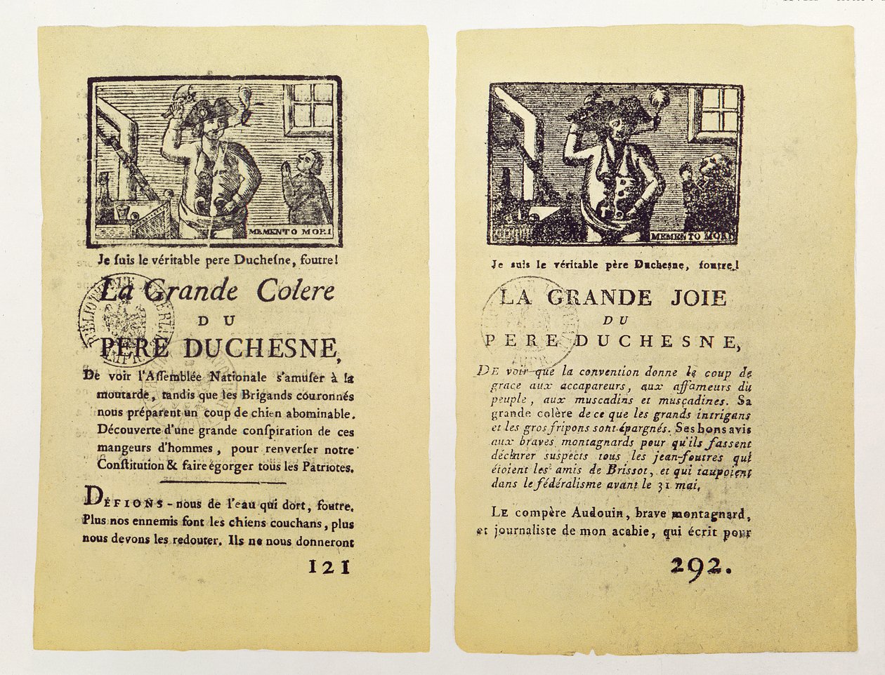 To sider fra La Grande Colere av Pere Duchesne, 1792 av French School