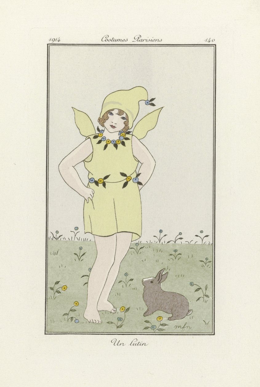 En alv, fra Costumes Parisien, utgitt 1914 (fargelitografi) av French School