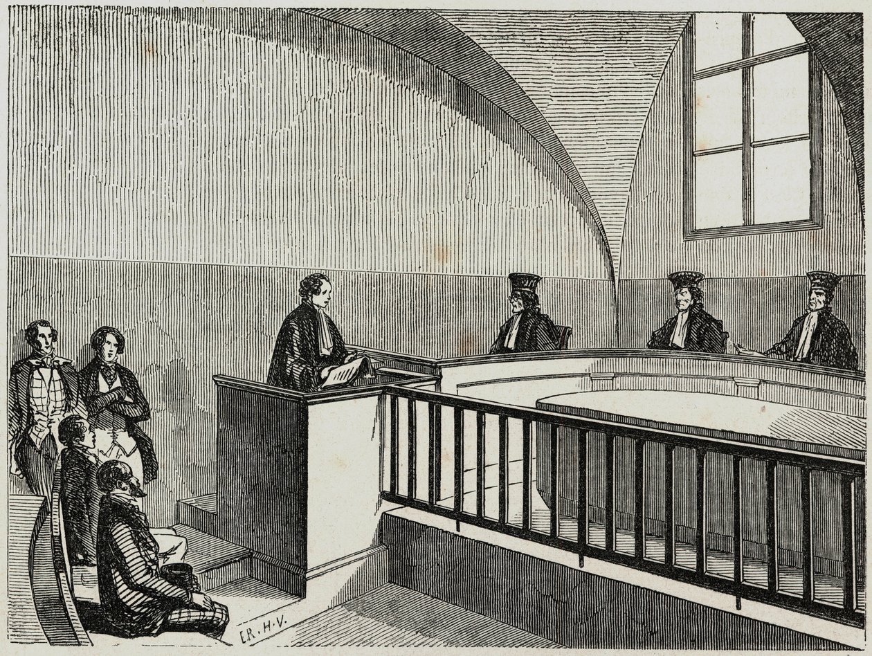 Une disse ved jusskolen i Paris - Gravering i "Tableau-de-Paris" av Edmond Texier 1852 av French School