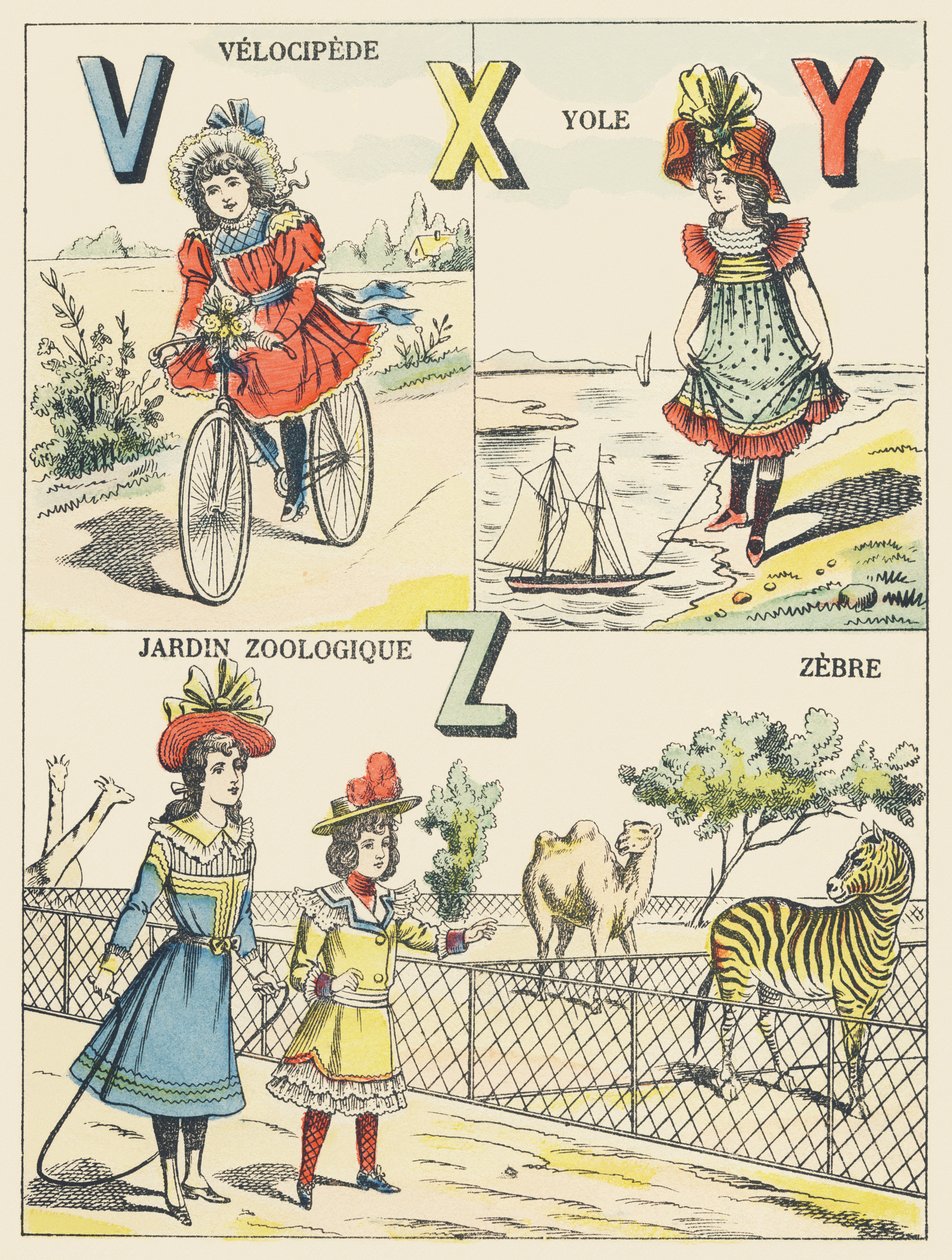 V X Y Z: velocipede, yole, zoologisk hage, sebra av French School