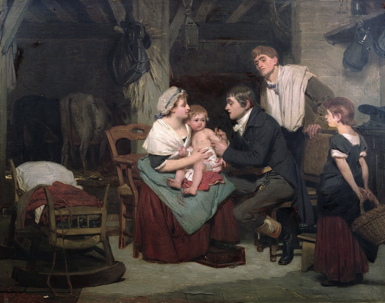 Vaksinasjon mot kopper, ca.1800 av French School