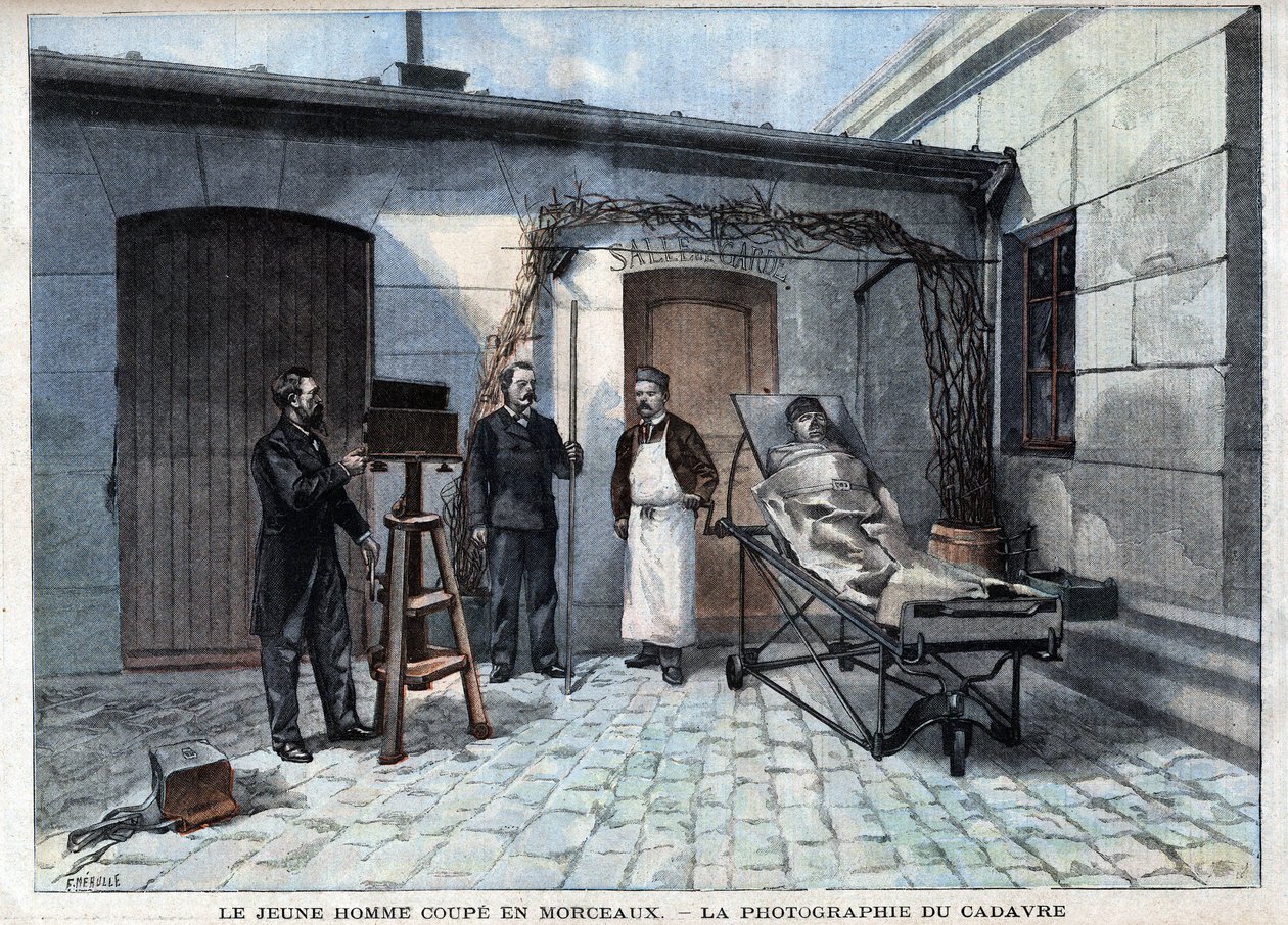 Various facts: the photograph of the corpse cut into pieces by the service of Alphonse Bertillon (1853-1914), a French scientist, creator of anthropometry. - in “” Le Petitle Parisien”” av French School
