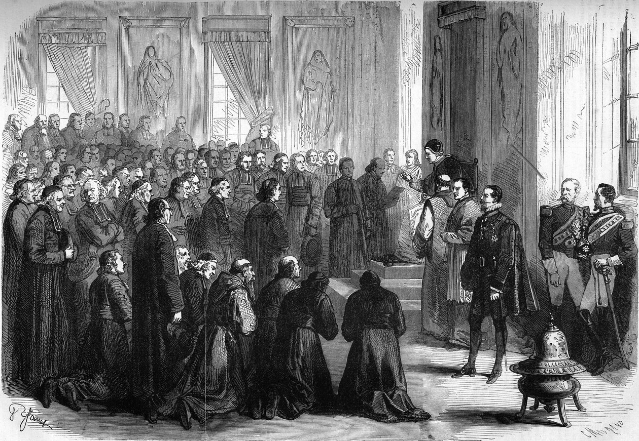 Vatikankonsilet I (1869-1870): Pave Pius IX (1792-1878) mottok i allmenn audiens de franske geistlige som fulgte eveques av French School