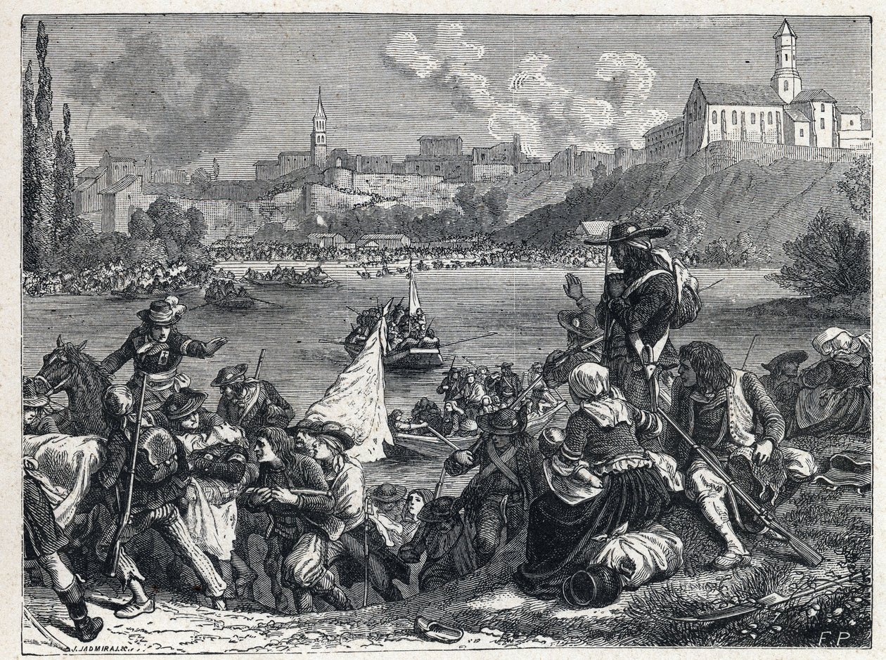 Vendee-krigen (1793-1796): venderne, beseiret i slaget ved Cholet, returnerte til Loire 18. oktober av French School