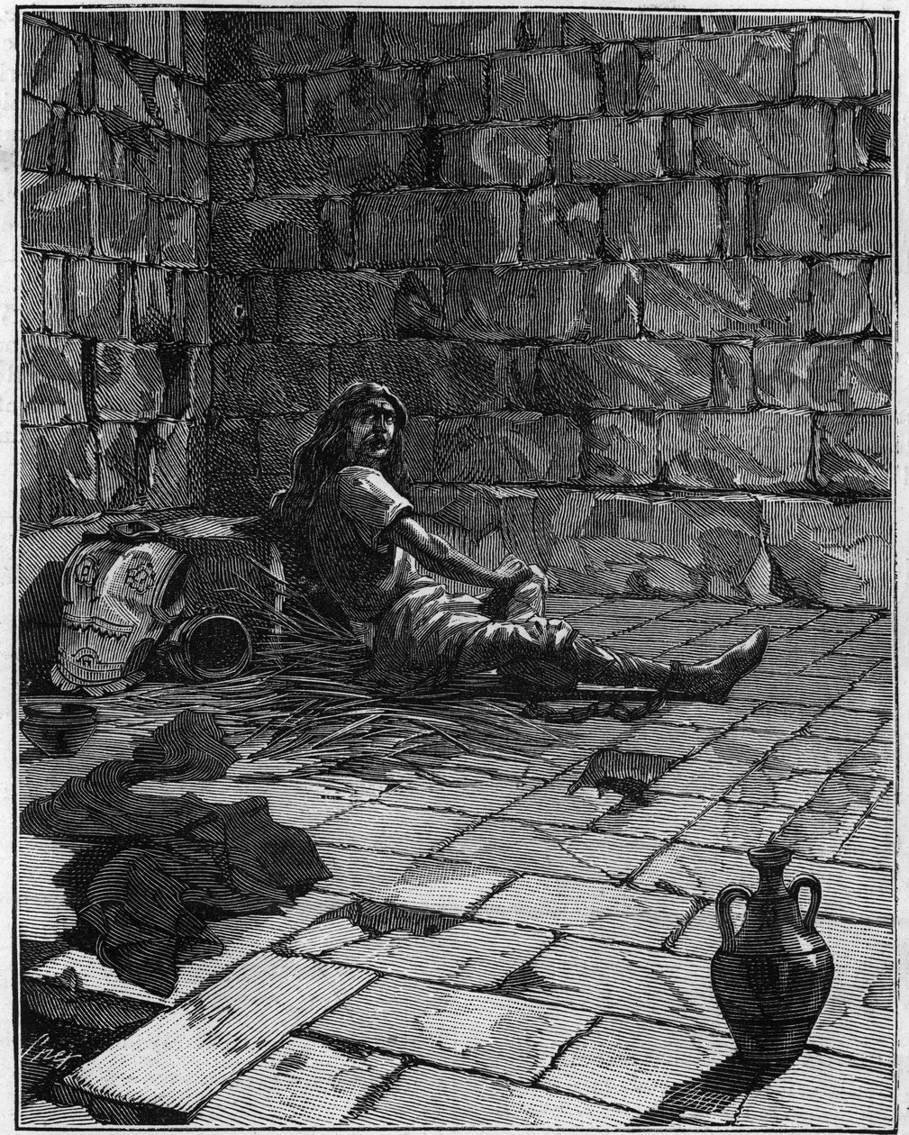 Vercingetorix (ca. 72-46 f.Kr.), en gallisk leder, ble værende i fengsel i seks år. av French School