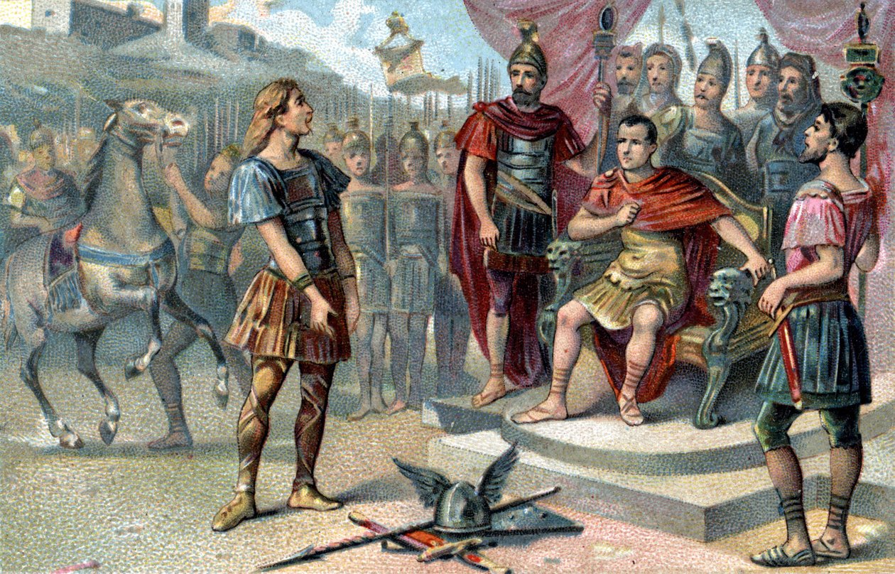 Vercingétorix, gallisk leder, dro til Julius Cæsar i 52 f.Kr. av French School