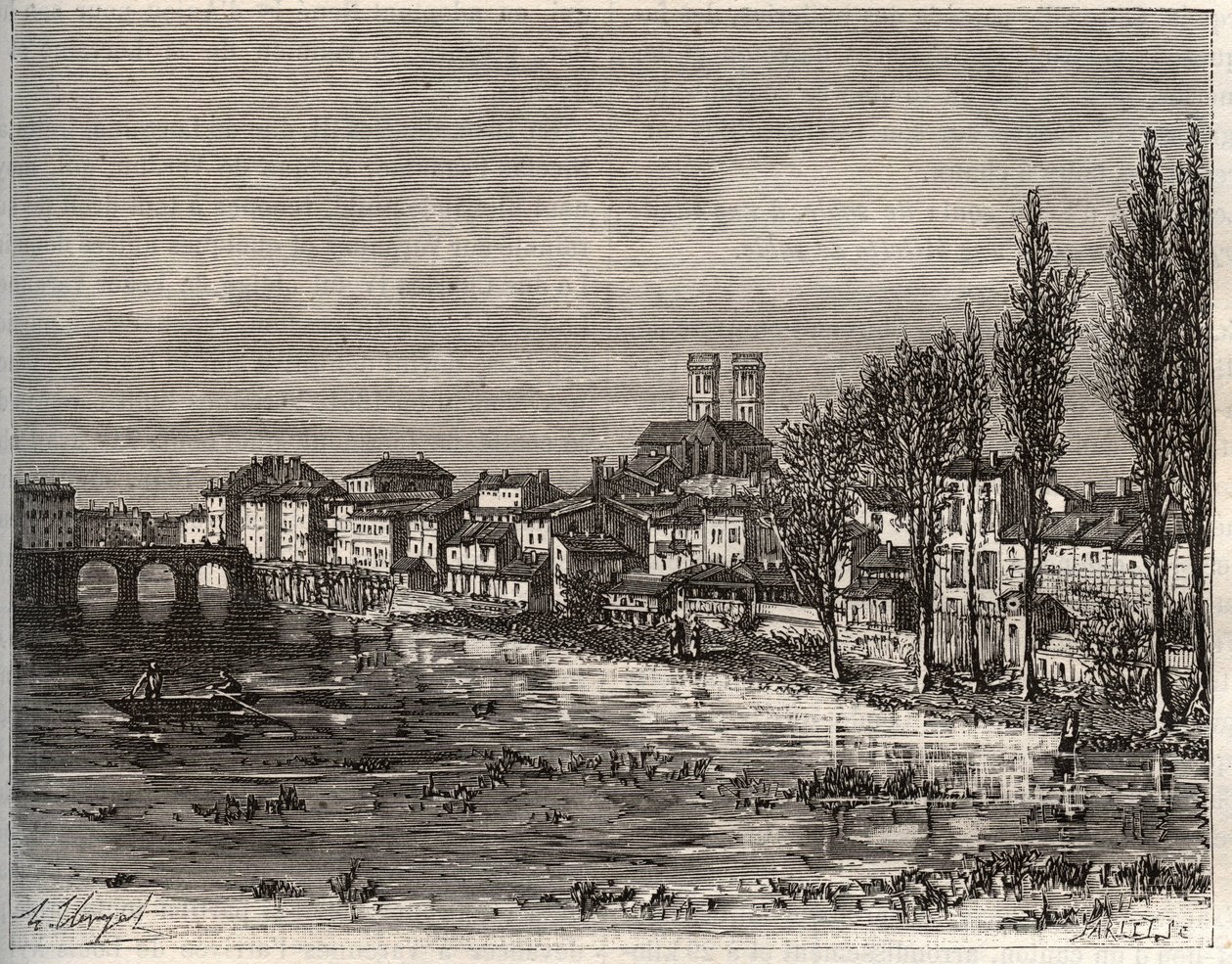 Verdun - Morbihan i Bretagne - gravering i "La France illustrée: geografi, historie, statistisk administrasjon" av V.A. Malt-Brown. 1884 av French School