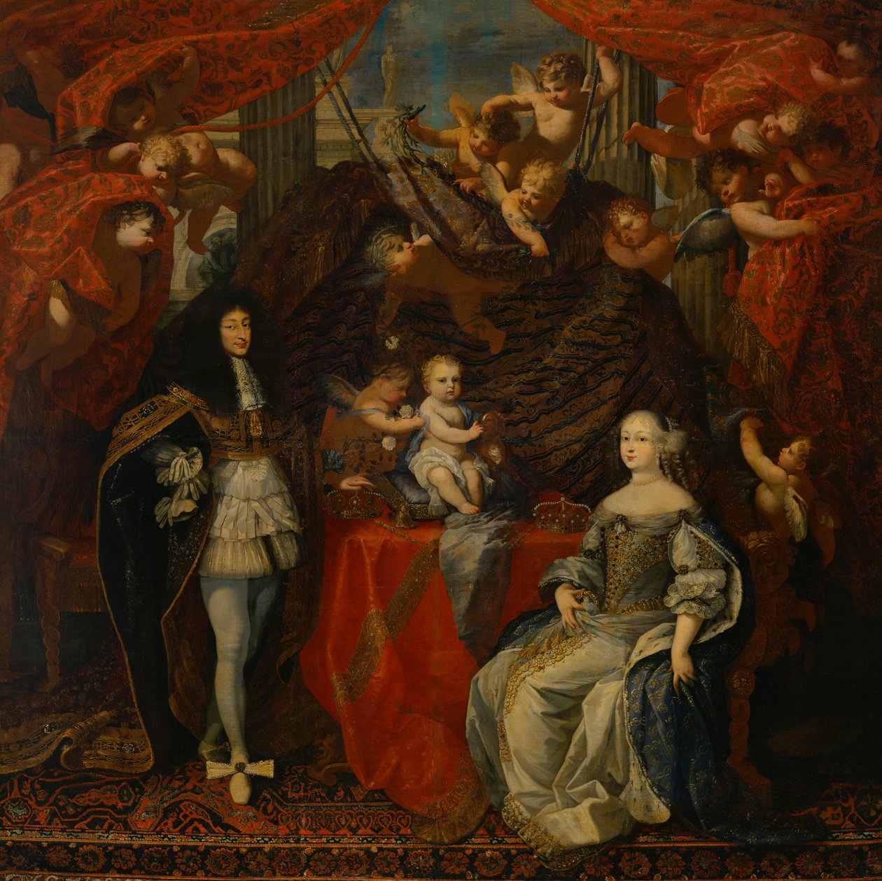 Victor Amadeus II (1666-1732) hertug av Savoy med sin kone Anne av Orleans og hans familie av French School