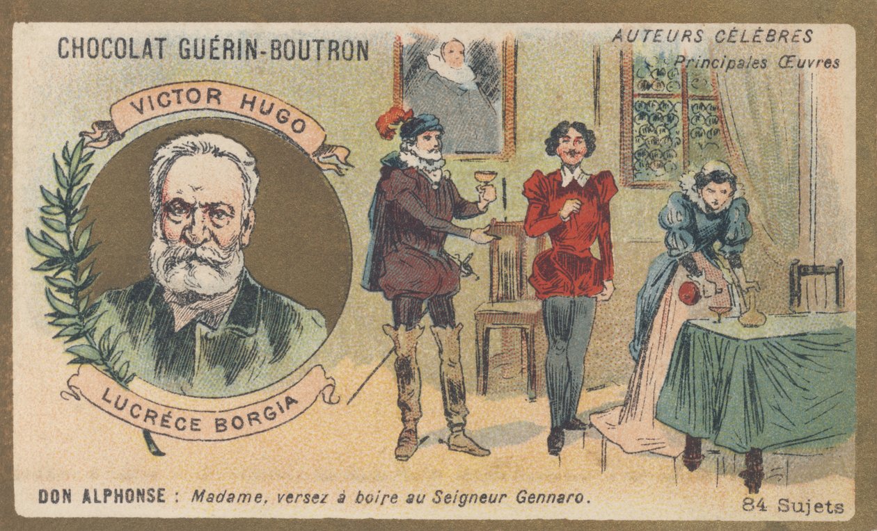 Victor Hugo (1802-1885), fransk poet, dramatiker, forfatter og romanforfatter, forfatter av "Lucrece Borgia", drama i prosa (1833) av French School