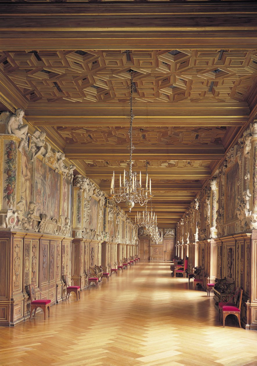 Se nedover lengden på Galleriet til Frans I, 1530-40 av French School