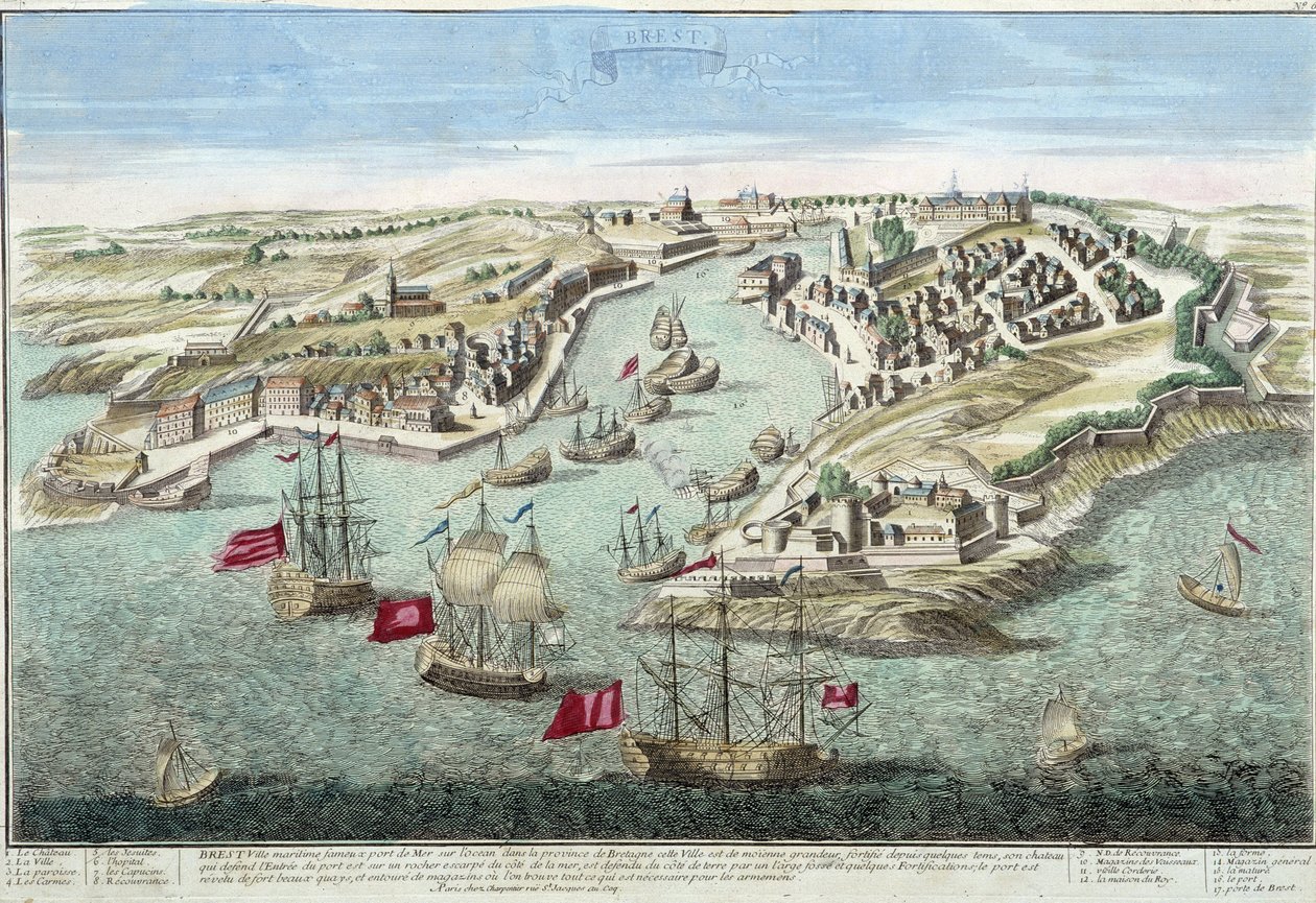 Utsikt over Brest på 1700-tallet. av French School