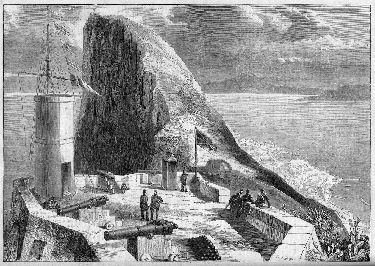 Utsikt over Gibraltar tatt fra signaltårnet av French School