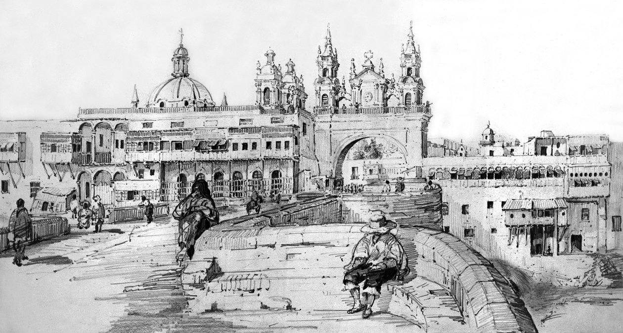 View of Lima, Peru, c.1850 (engraving) av French School