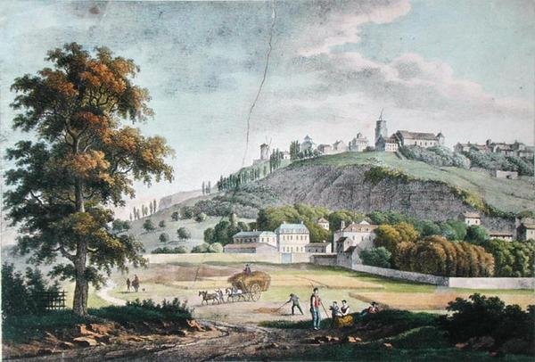 Utsikt over Montmartre fra St. Denis (farge litho) av French School