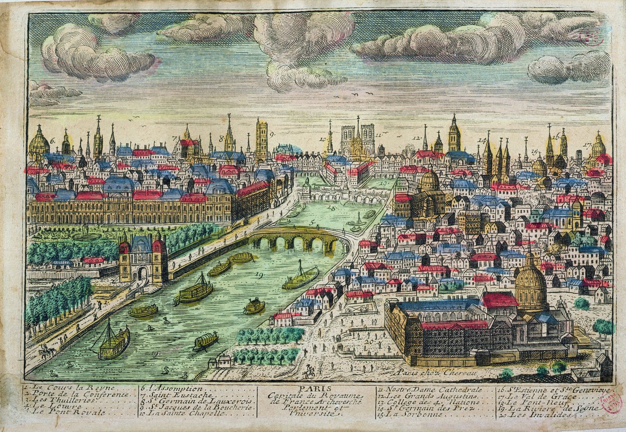 Utsikt over Paris og elven Seinen av French School