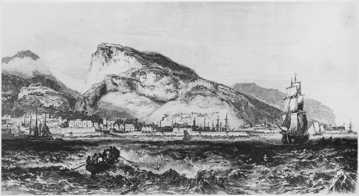 Utsikt over Port Louis, Mauritius, illustrasjon fra Iles de lAfrique av Armand dAvezac (1798-1875) Paris, publisert 1848 av French School