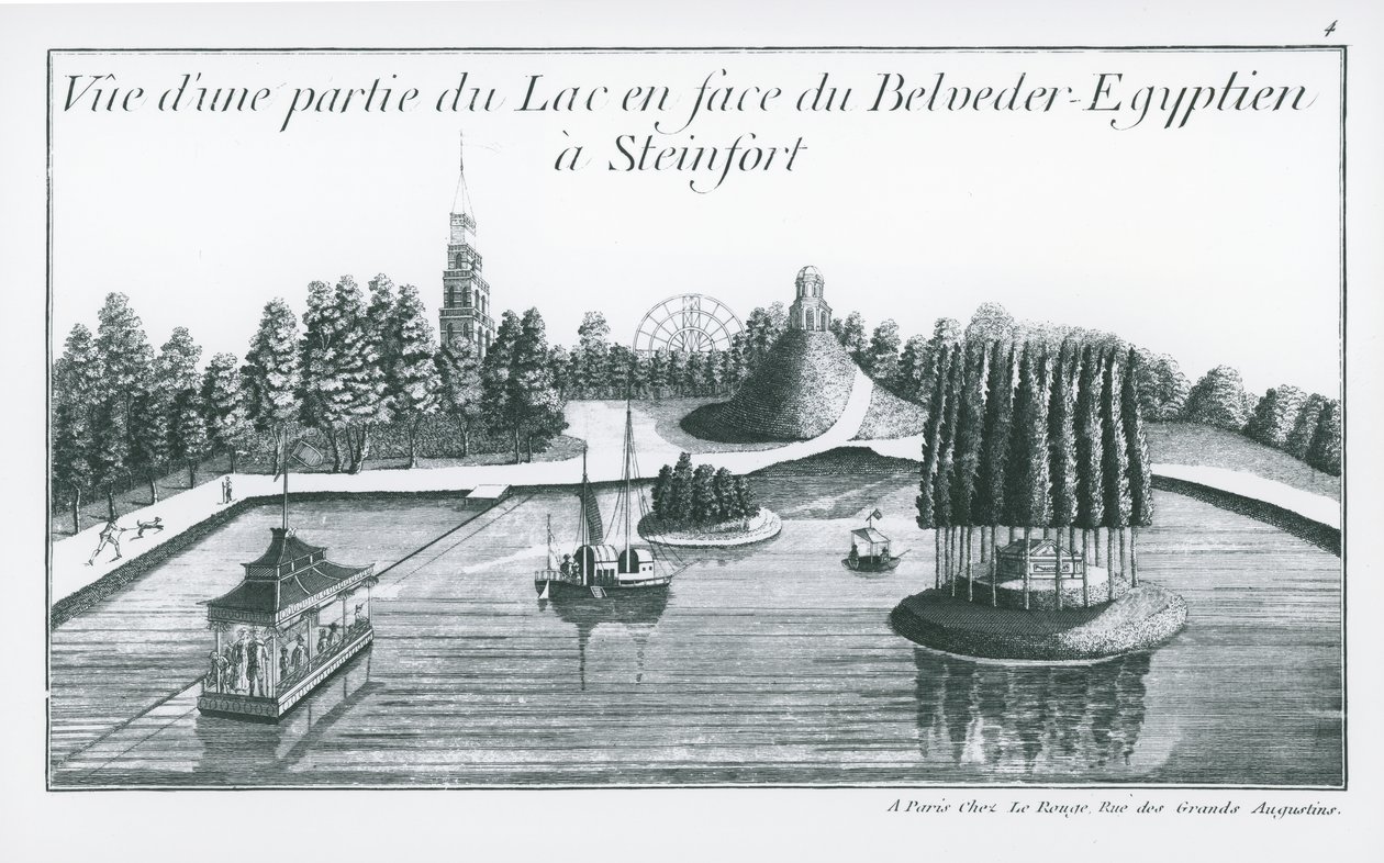 Utsikt over en del av innsjøen foran den egyptiske Belvedere ved Steinfort, fra 