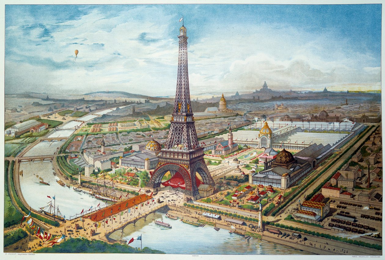 Utsikt over verdensutstillingen i Paris fra 1889. Gravering av 1889. Paris, Dekorativ kunst av French School